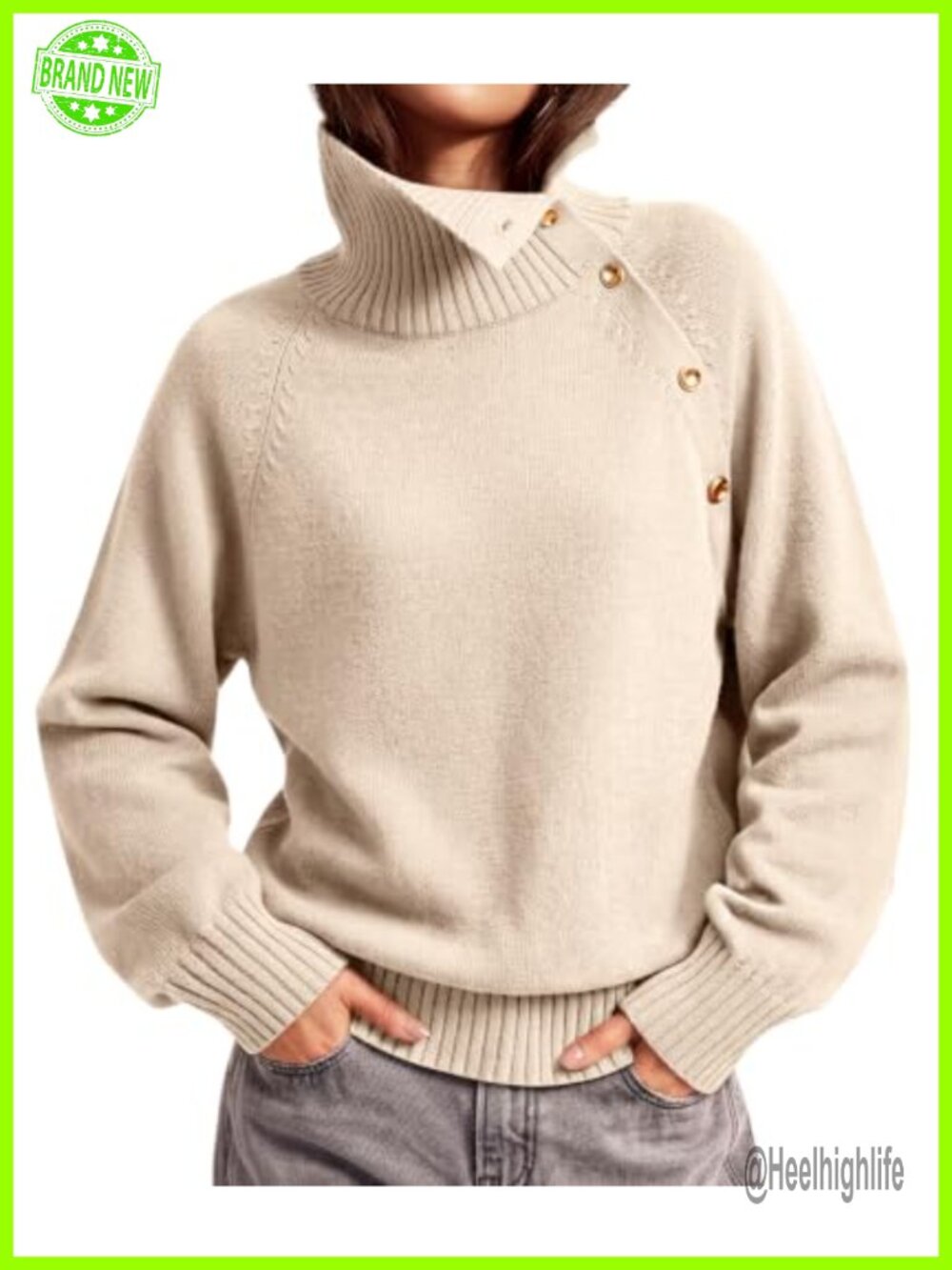 Oversized Turtleneck Knit Sweater Pullover Long Sleeve Fall Winter